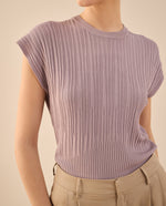 Camisa tejida de diseño cerrado - Morado