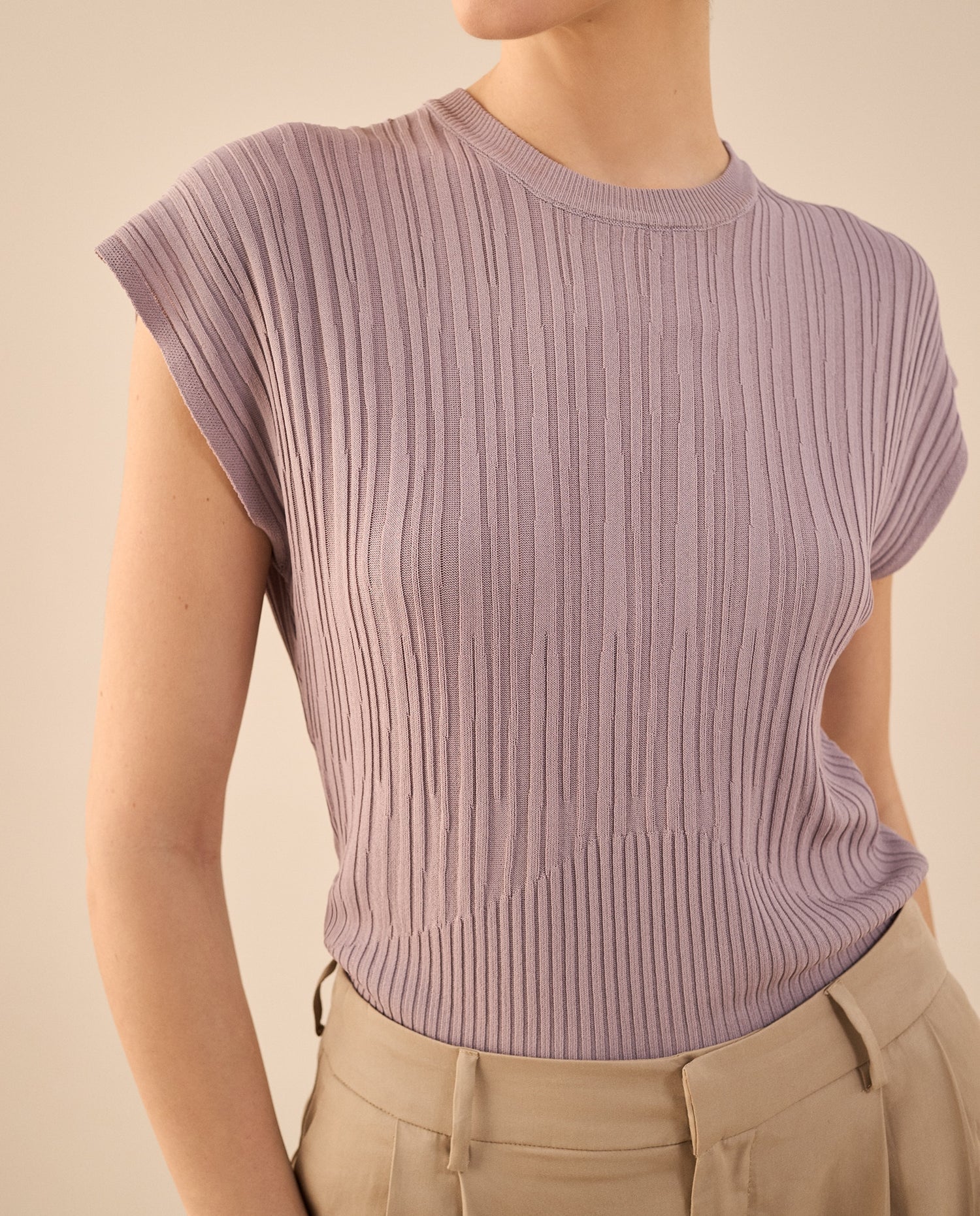Camisa tejida de diseño cerrado - Morado