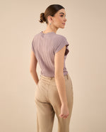 Camisa tejida de diseño cerrado - Morado