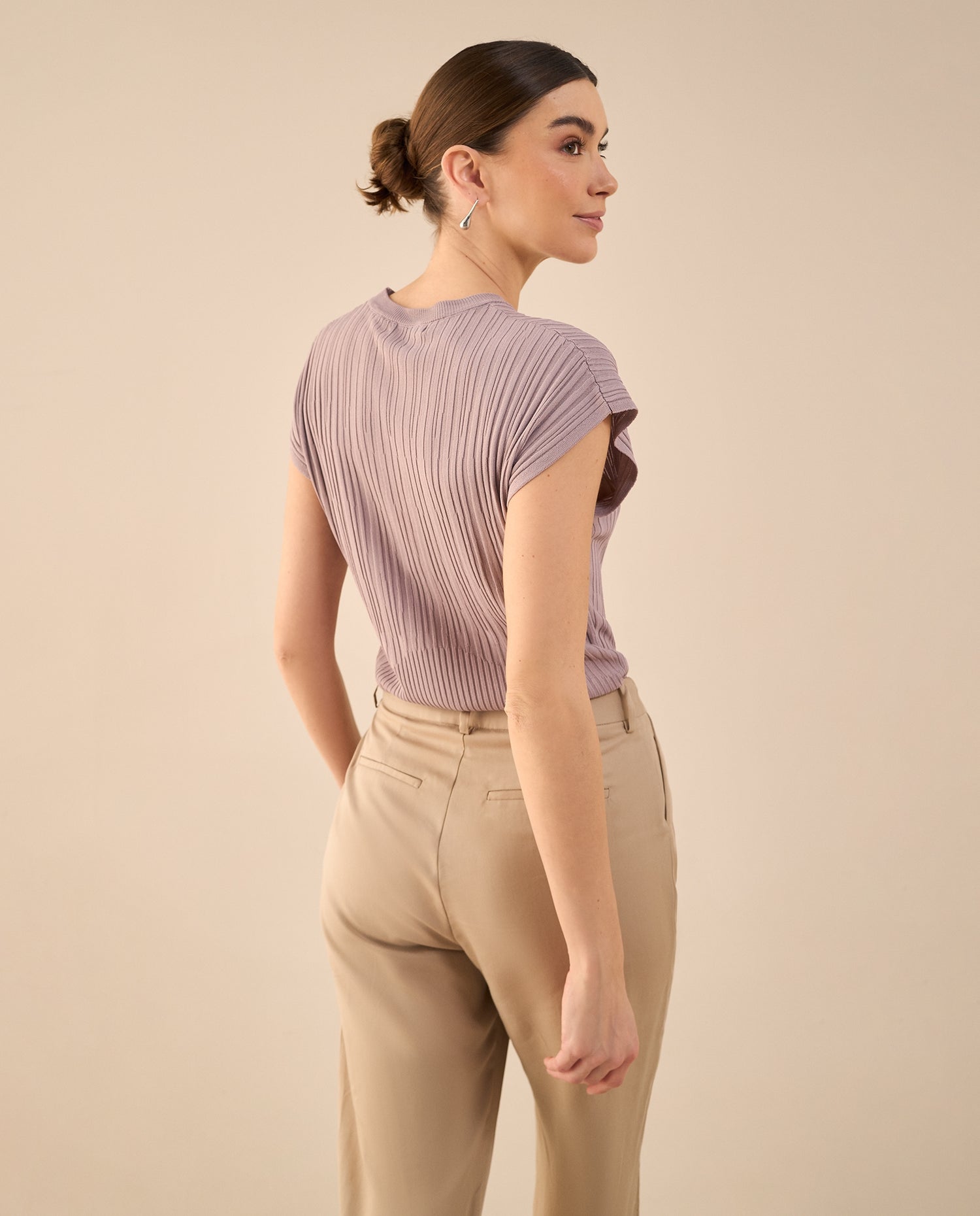 Camisa tejida de diseño cerrado - Morado