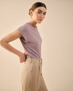 Camisa tejida de diseño cerrado - Morado