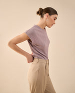 Camisa tejida de diseño cerrado - Morado