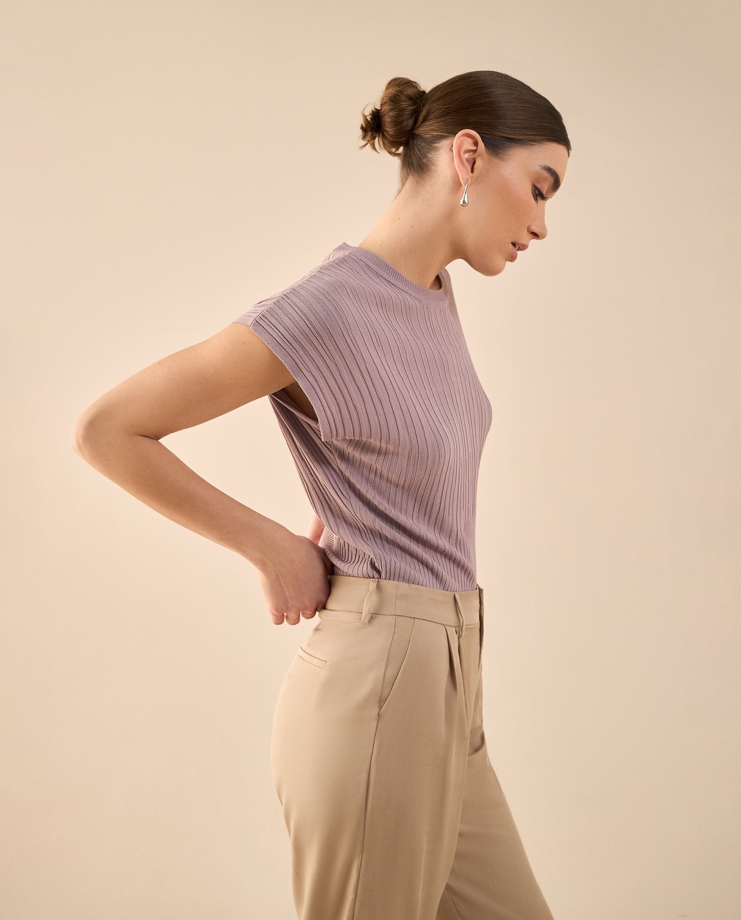 Camisa tejida de diseño cerrado - Morado
