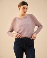 Camisa tejida con escote en V para mujer - Morado