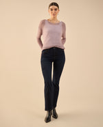 Camisa tejida con escote en V para mujer - Morado