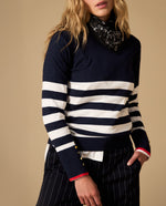 Suéter tejido estilo cardigan con hombro caído - Azul