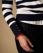 Suéter tejido estilo cardigan con hombro caído - Azul
