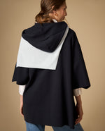 Capa tejida con cuello tipo ojal silueta cardigan - Azul
