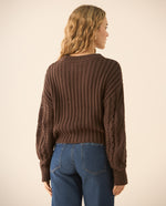 Buzo cuello redondo tejido para mujer  - Café