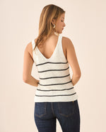 Camisa tejida con escote en V para mujer - Crudo
