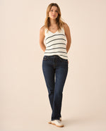 Camisa tejida con escote en V para mujer - Crudo