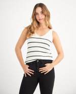 Camisa tejida con escote en V para mujer - Crudo