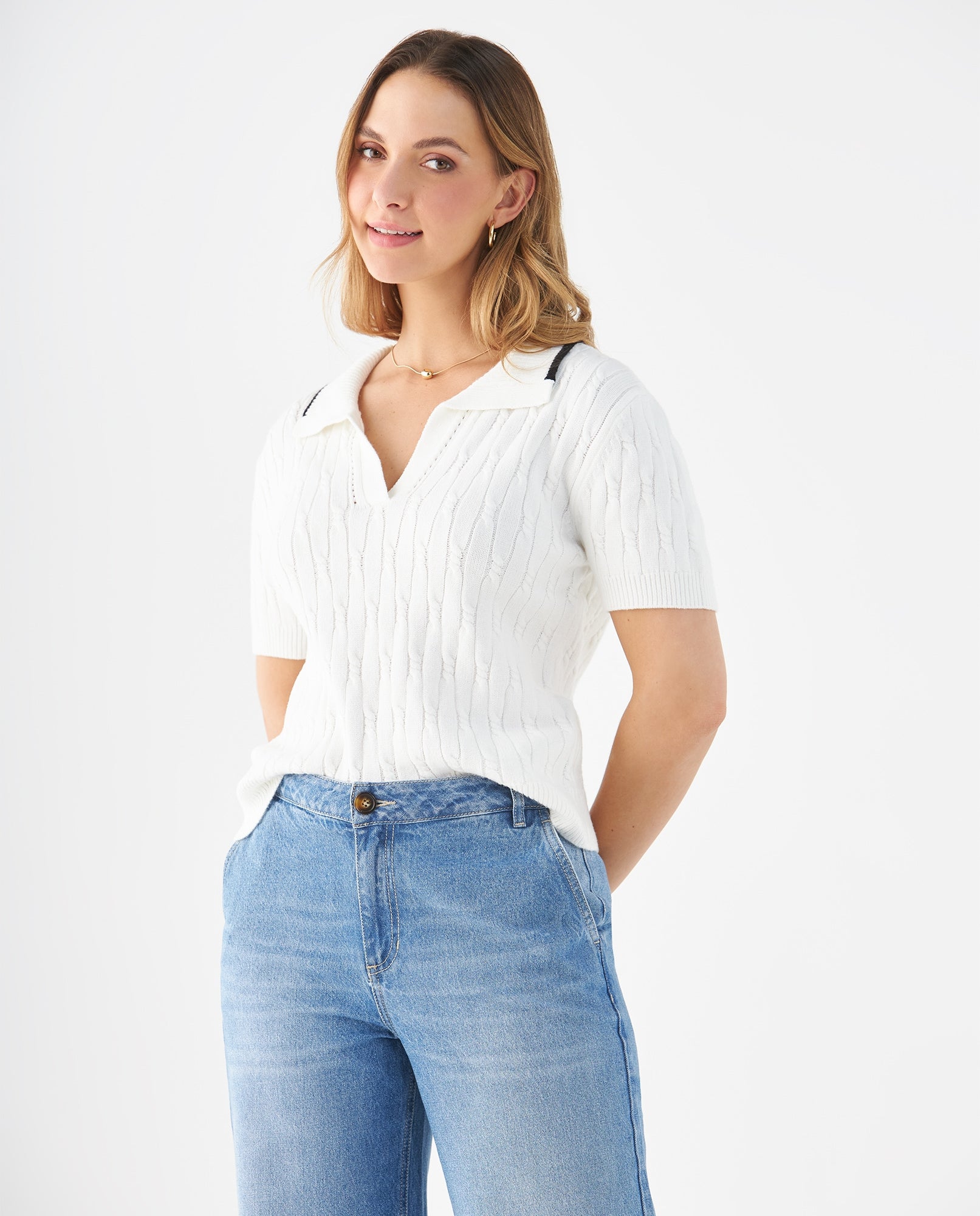 Sueter tipo polo para mujer - Crudo 34_469F209_CRU111001_0