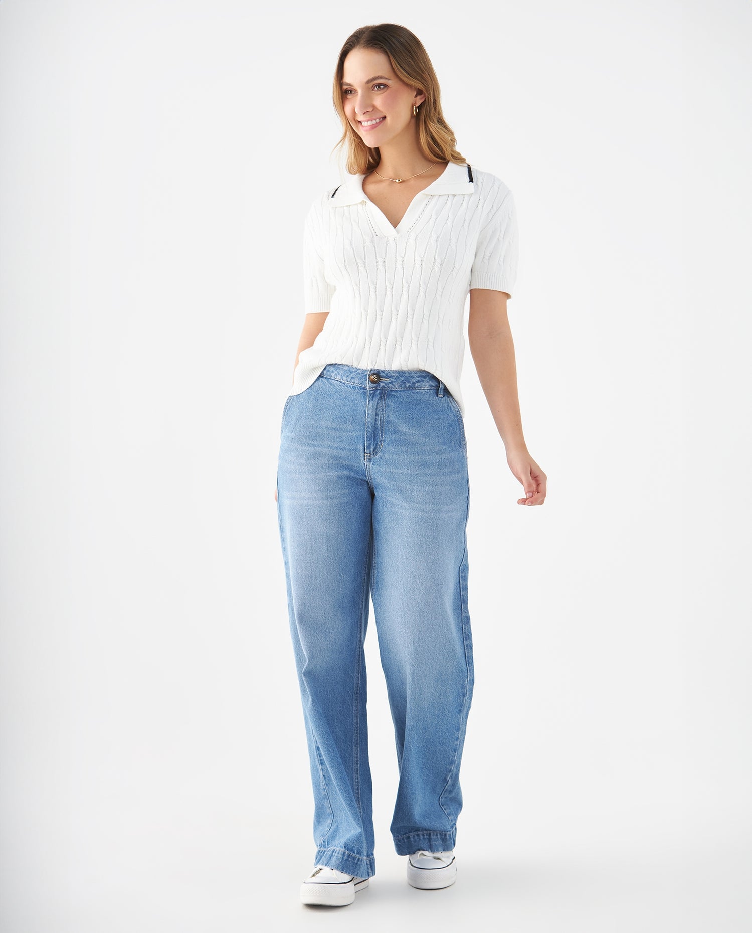 Sueter tipo polo para mujer - Crudo