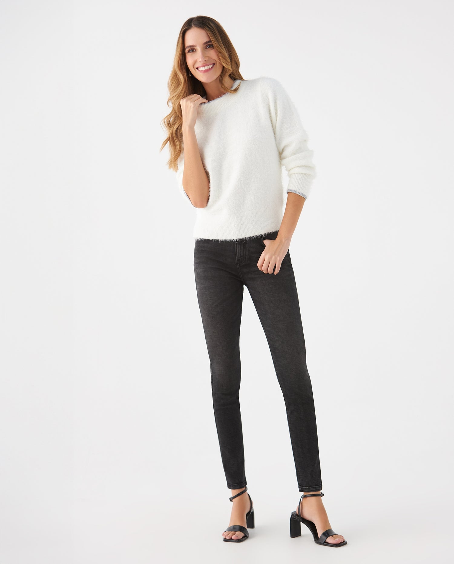 Buzo tejido de diseño cerrado para mujer - Crudo
