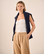 Top Strapless Acanalado con Detalle Diagonal - Blanco