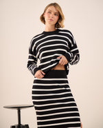Suéter Tejido Rayas Negro y Blanco Oversized - Negro