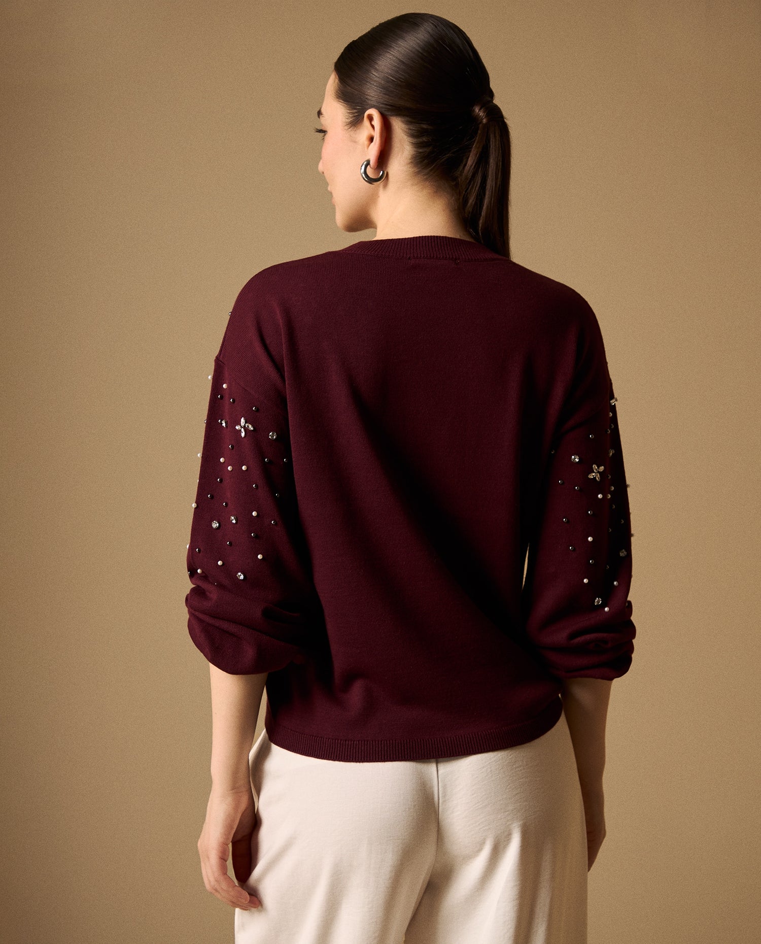 Suéter Morado con Aplicaciones Brillantes - Morado
