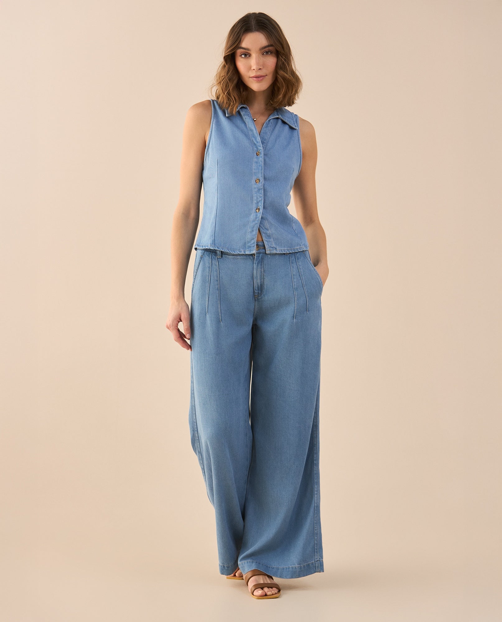 Pantalón Wide Leg tono medio para mujer - Azul 34_471G003_AZU134110_6