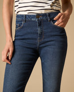 Jean straight de pierna recta tiro medio - Azul