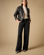 Jean wide leg amplio con cordón ajustable - Negro