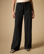 Jean wide leg amplio con cordón ajustable - Negro