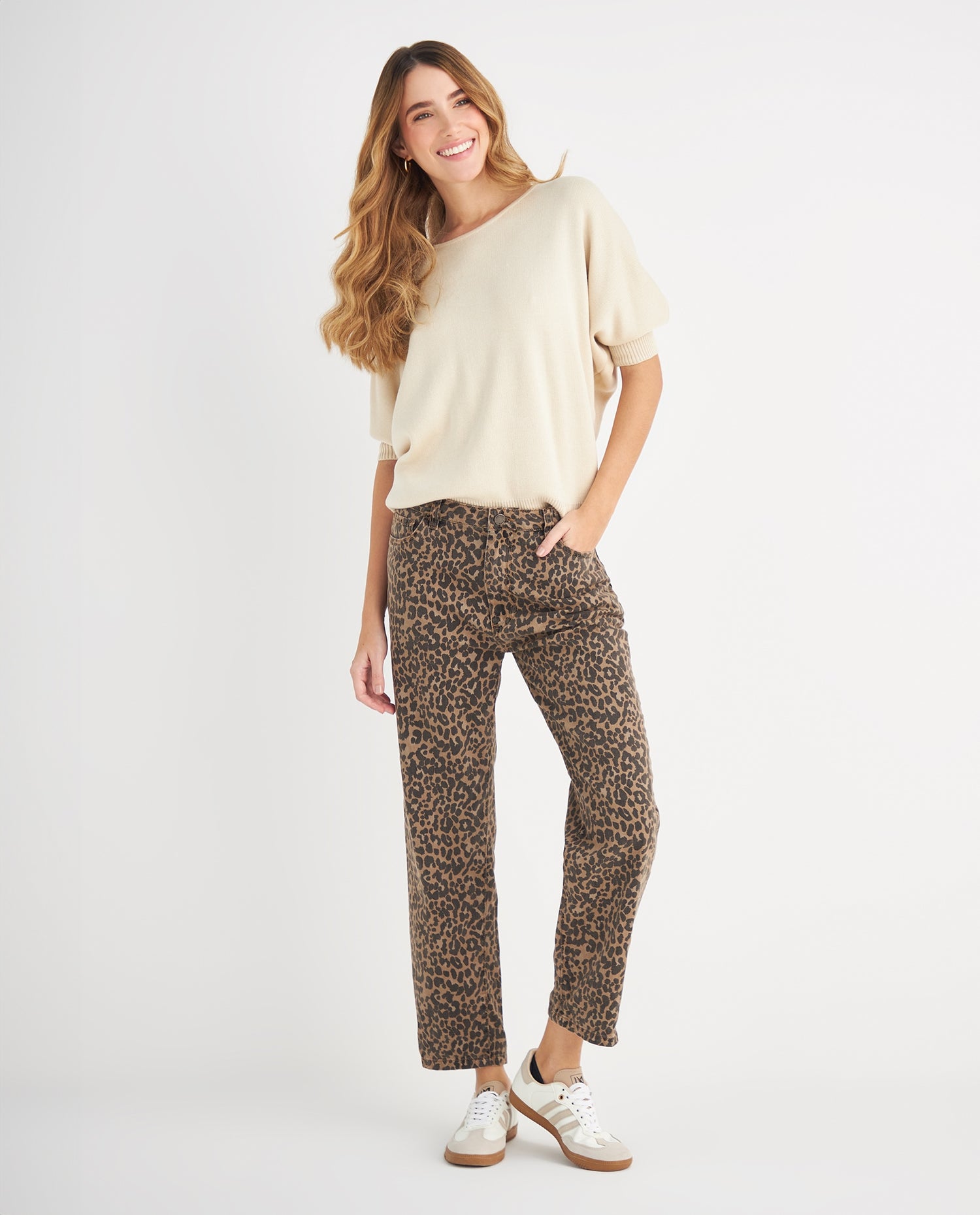 Pantalón en animal print para mujer - Café
