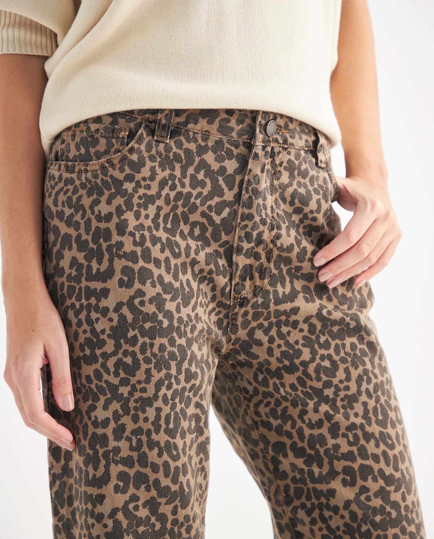 Pantalón en animal print para mujer - Café