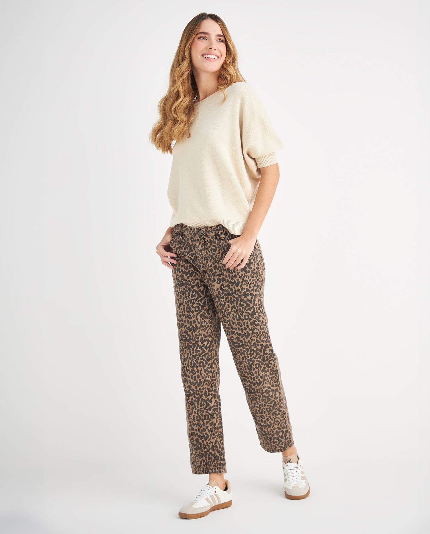 Pantalón en animal print para mujer - Café