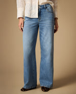 Jean wide leg tiro medio silueta amplia - Azul