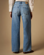 Jean wide leg tiro medio silueta amplia - Azul