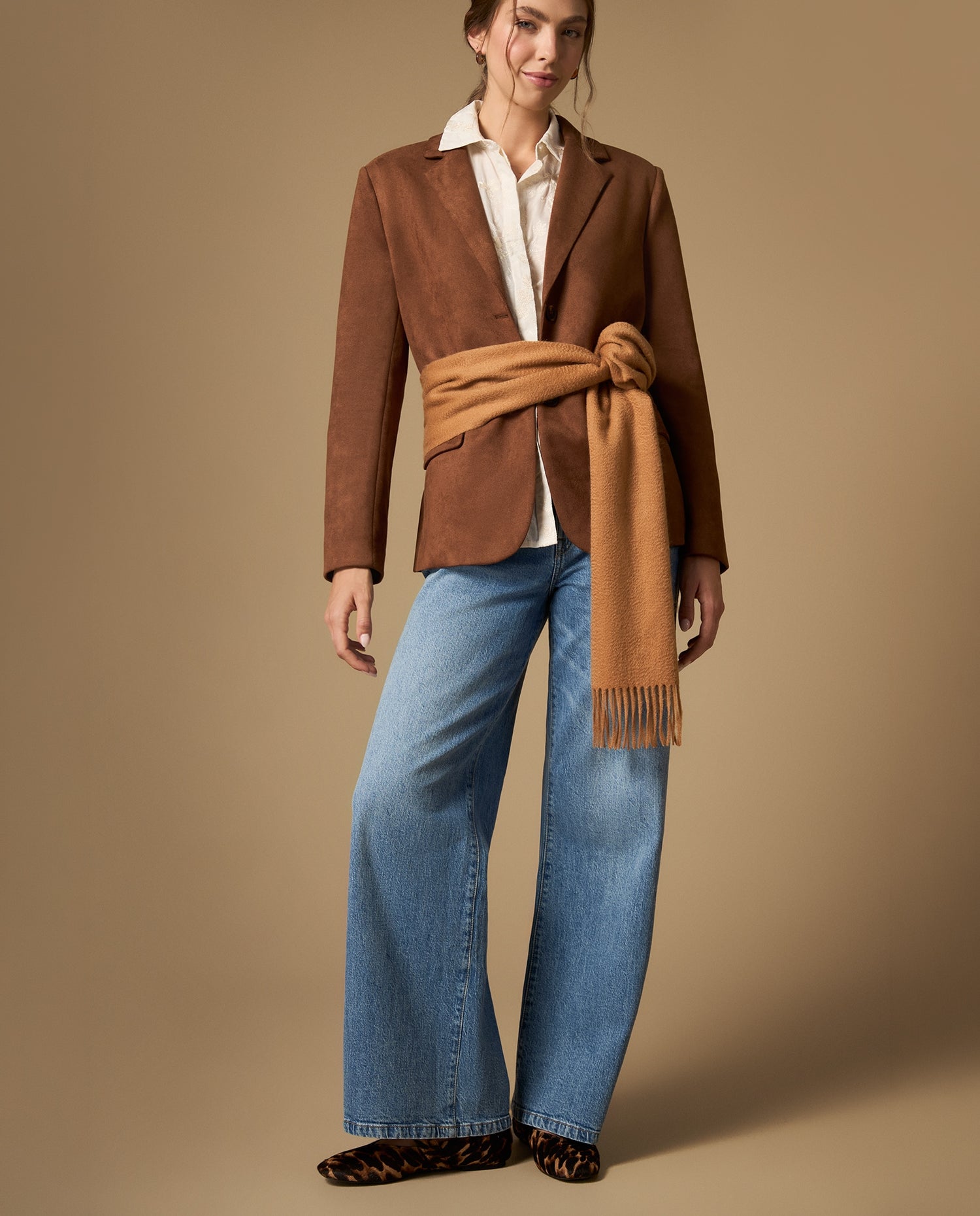 Jean wide leg tiro medio silueta amplia - Azul