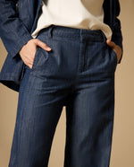 Jean wide leg tiro medio silueta amplia - Azul
