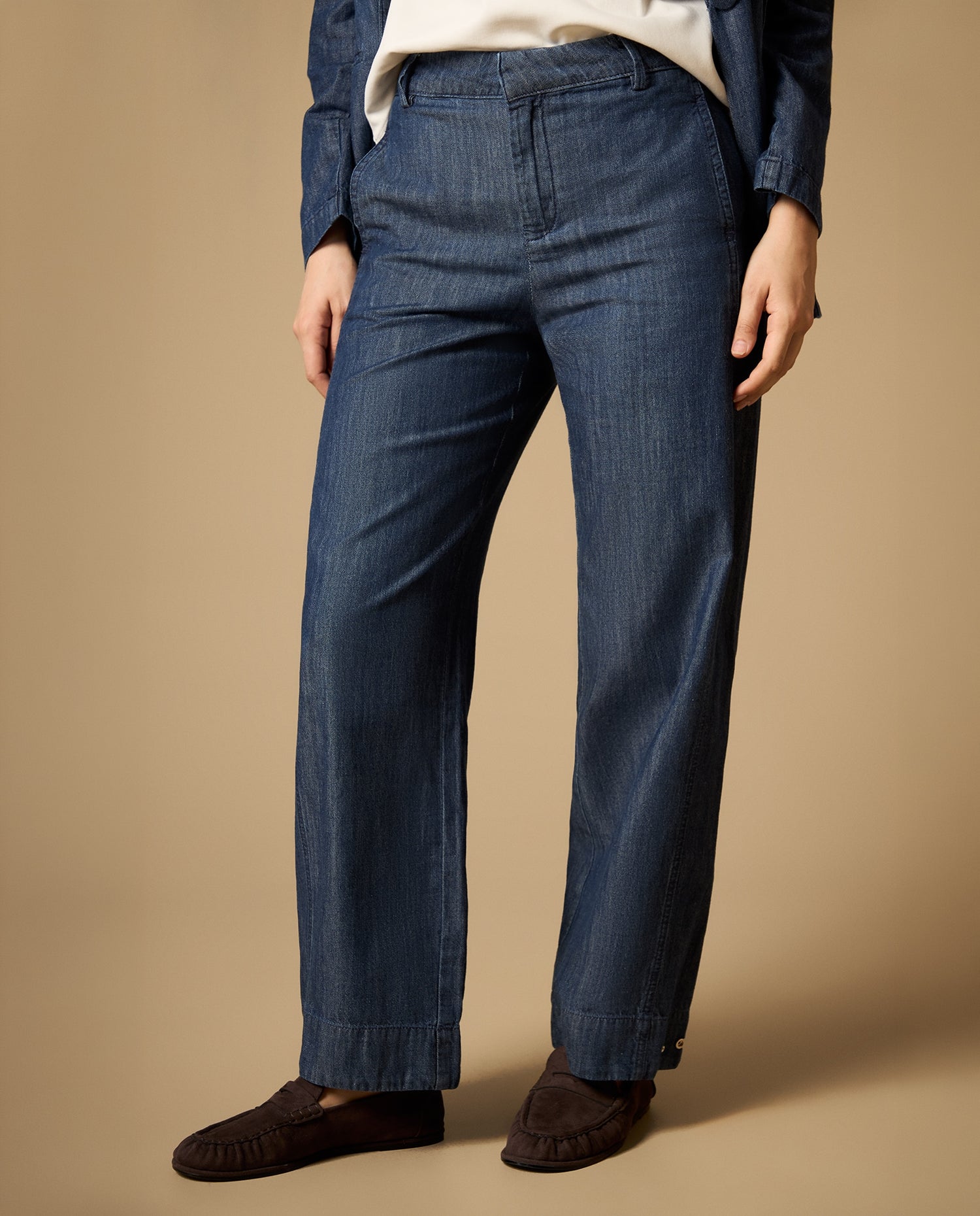 Jean wide leg tiro medio silueta amplia - Azul