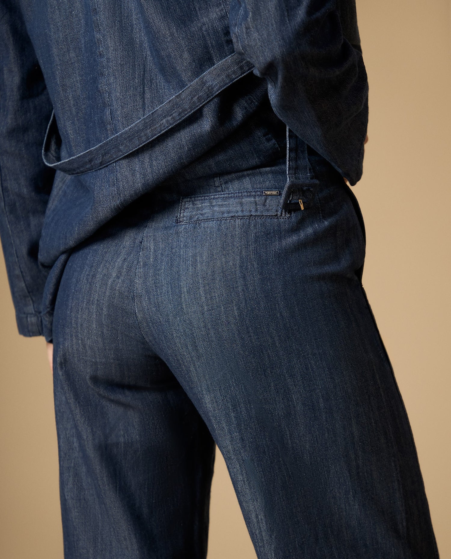 Jean wide leg tiro medio silueta amplia - Azul