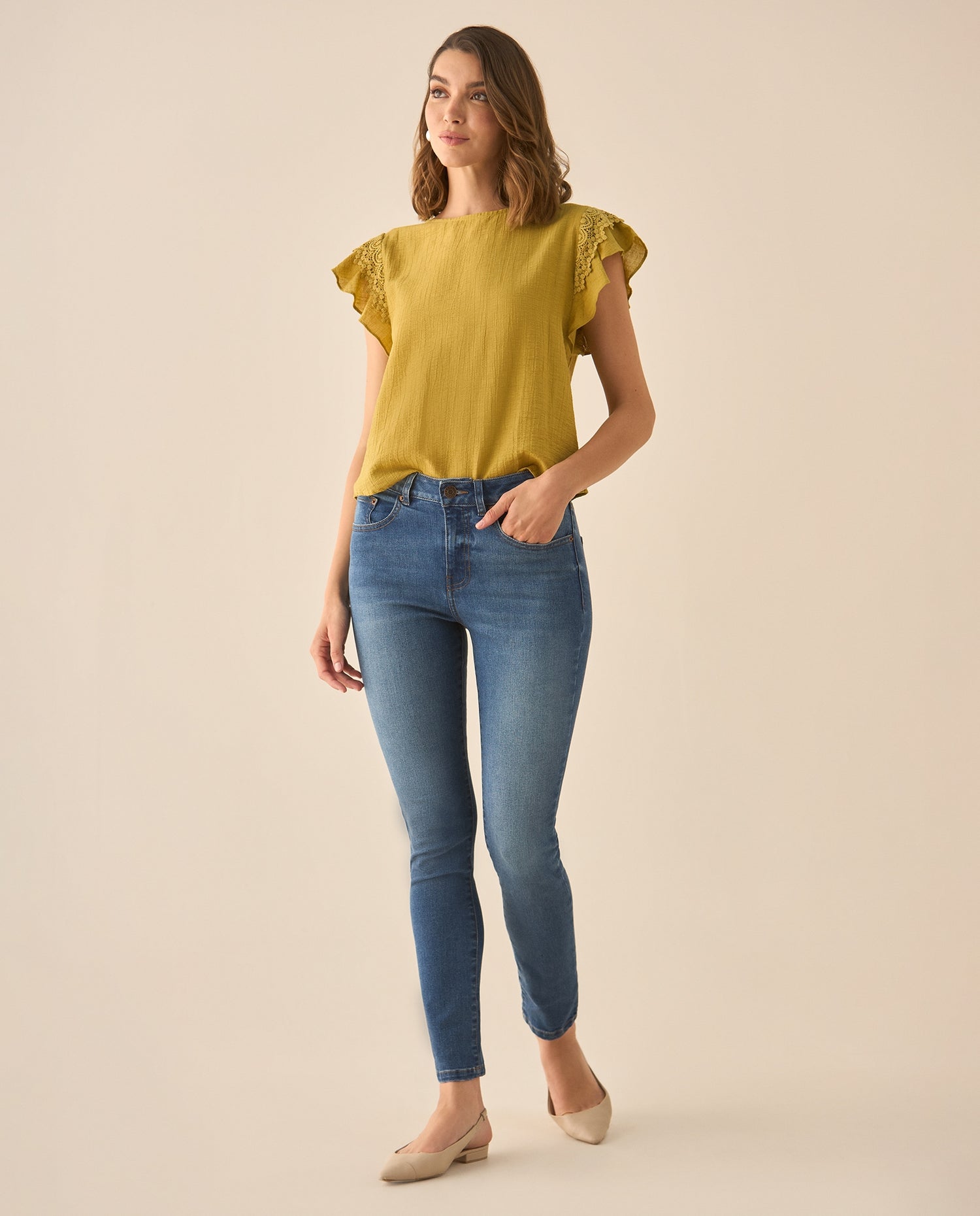 Jean Skinny cinco bolsillos para mujer  - Azul