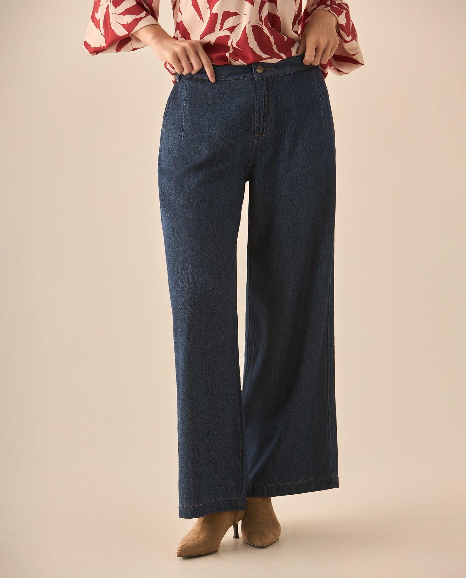 Jean Wide leg con pinzas para mujer  - Azul
