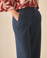 Jean Wide leg con pinzas para mujer  - Azul