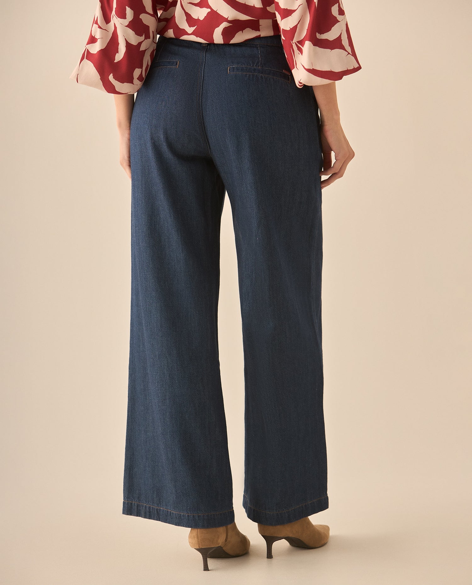 Jean Wide leg con pinzas para mujer  - Azul