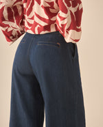 Jean Wide leg con pinzas para mujer  - Azul