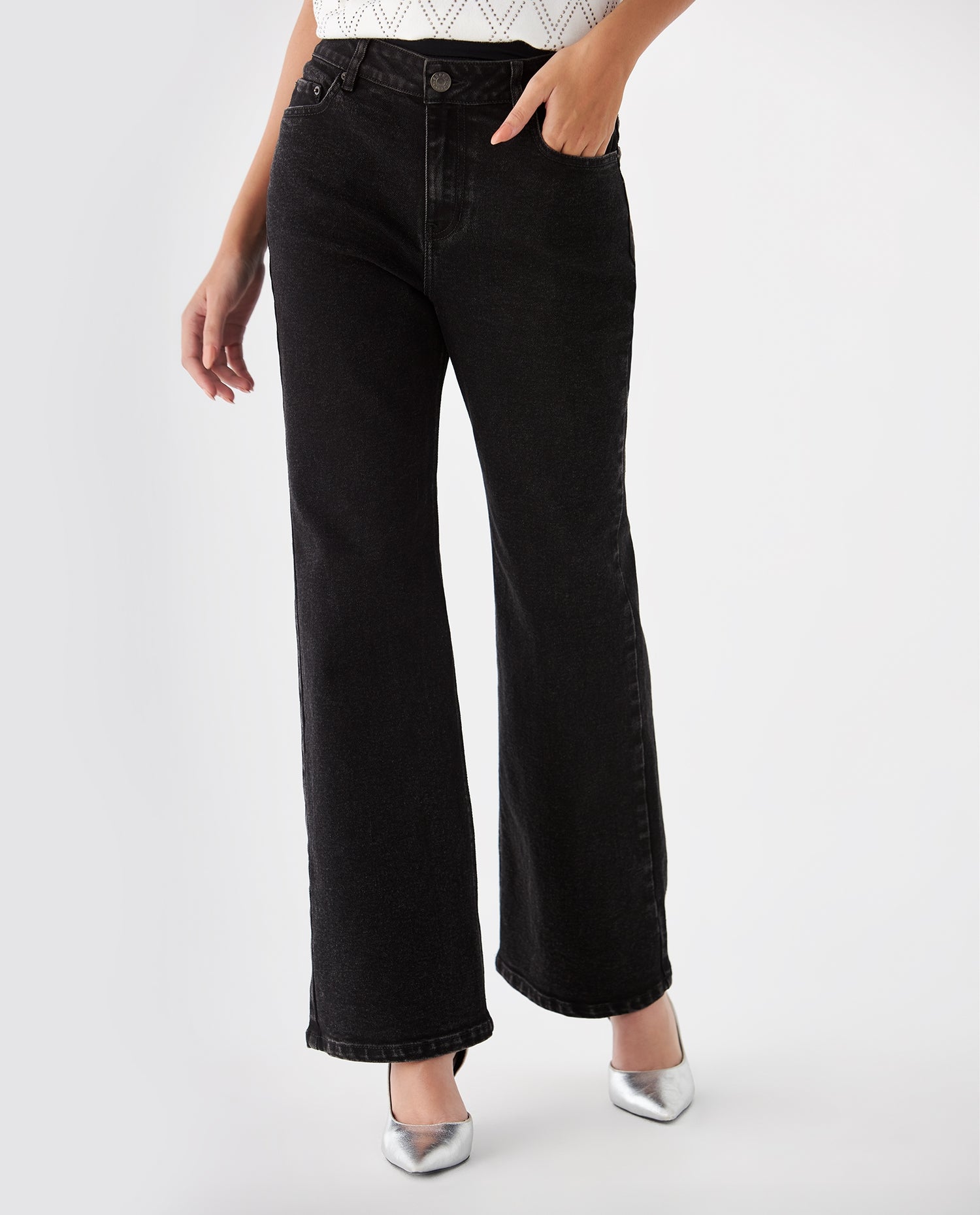 Jean Bootcut black denim para mujer - Negro