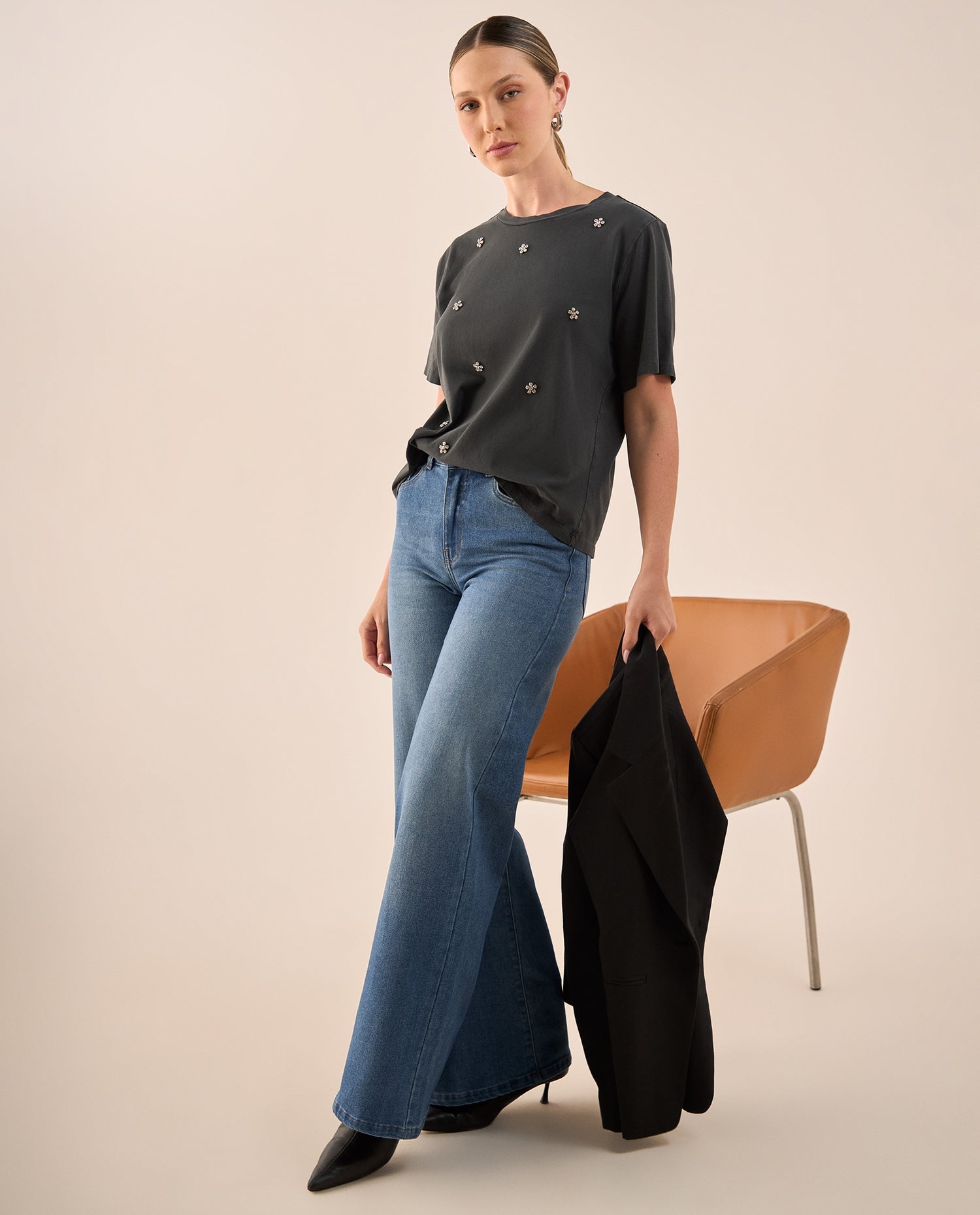 Jean Wide Leg Azul Rivera Medio - Azul