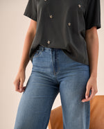 Jean Wide Leg Azul Rivera Medio - Azul