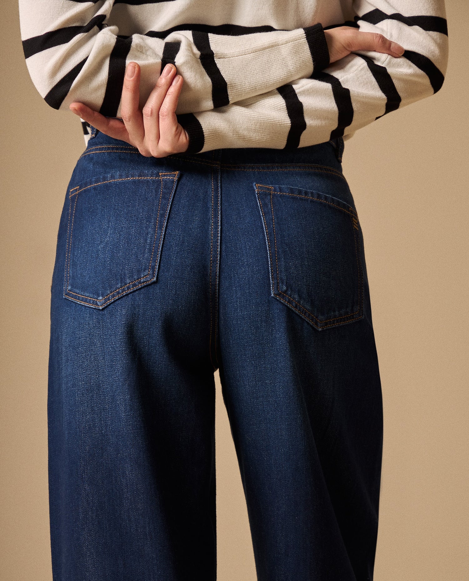 Jean Wide Leg Azul Oscuro Tiro Alto - Azul