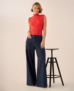 Jean Wide Leg con Silueta Palazzo Moderna - Azul