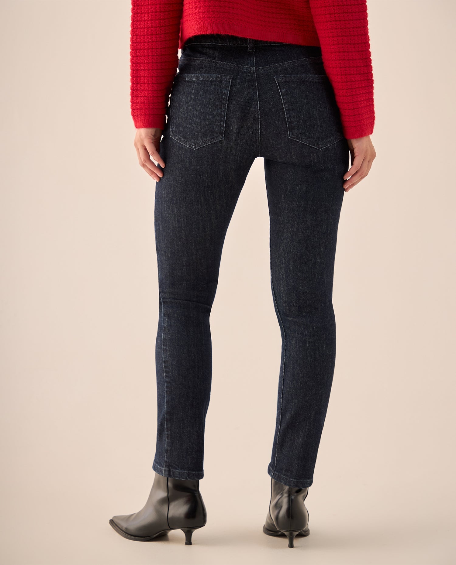 Jean Slim Azul Oscuro Tiro Alto - Azul