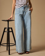 Jean Wide Leg Azul Claro Tiro Alto - Azul
