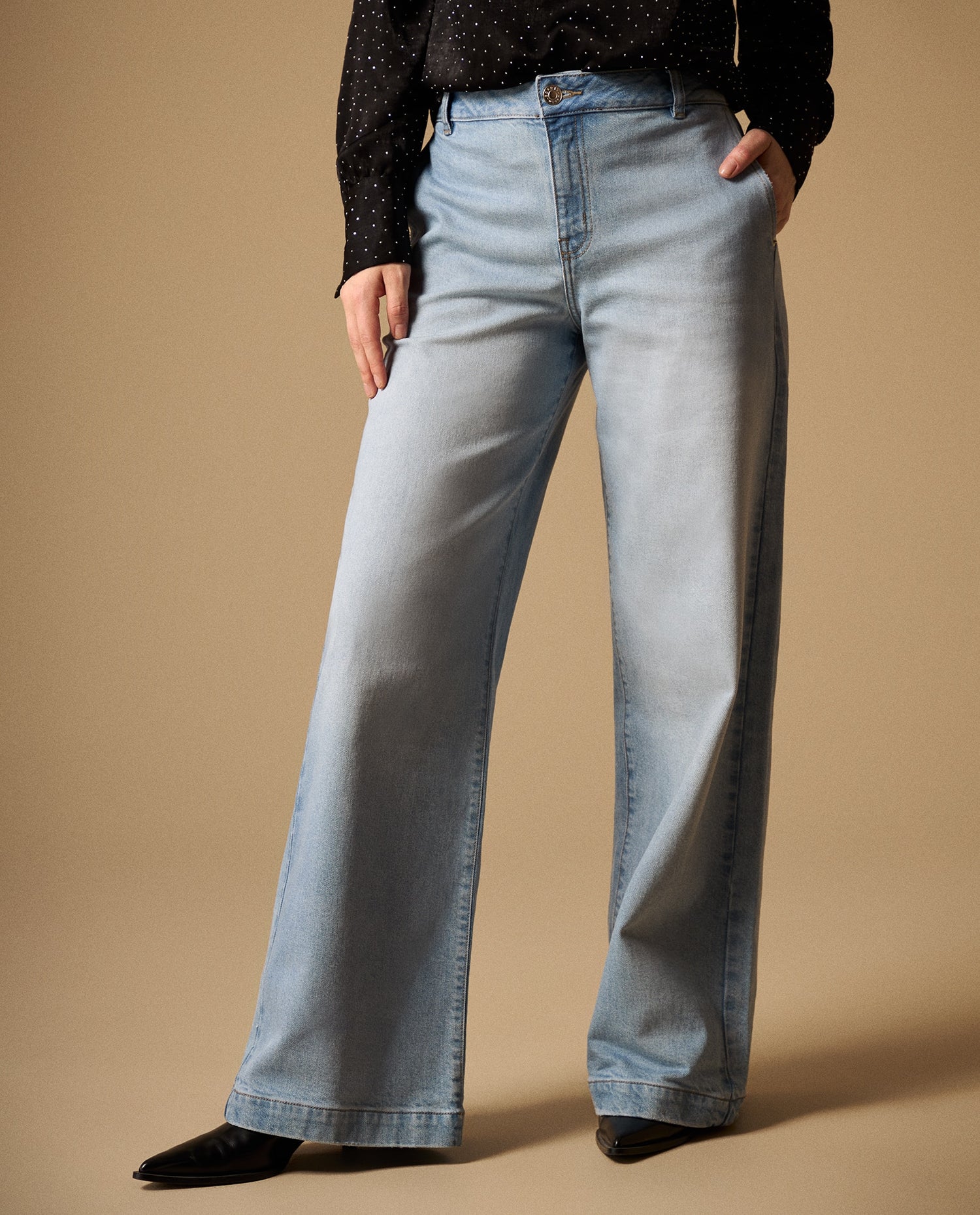Jean Wide Leg Azul Rivera Medio - Azul