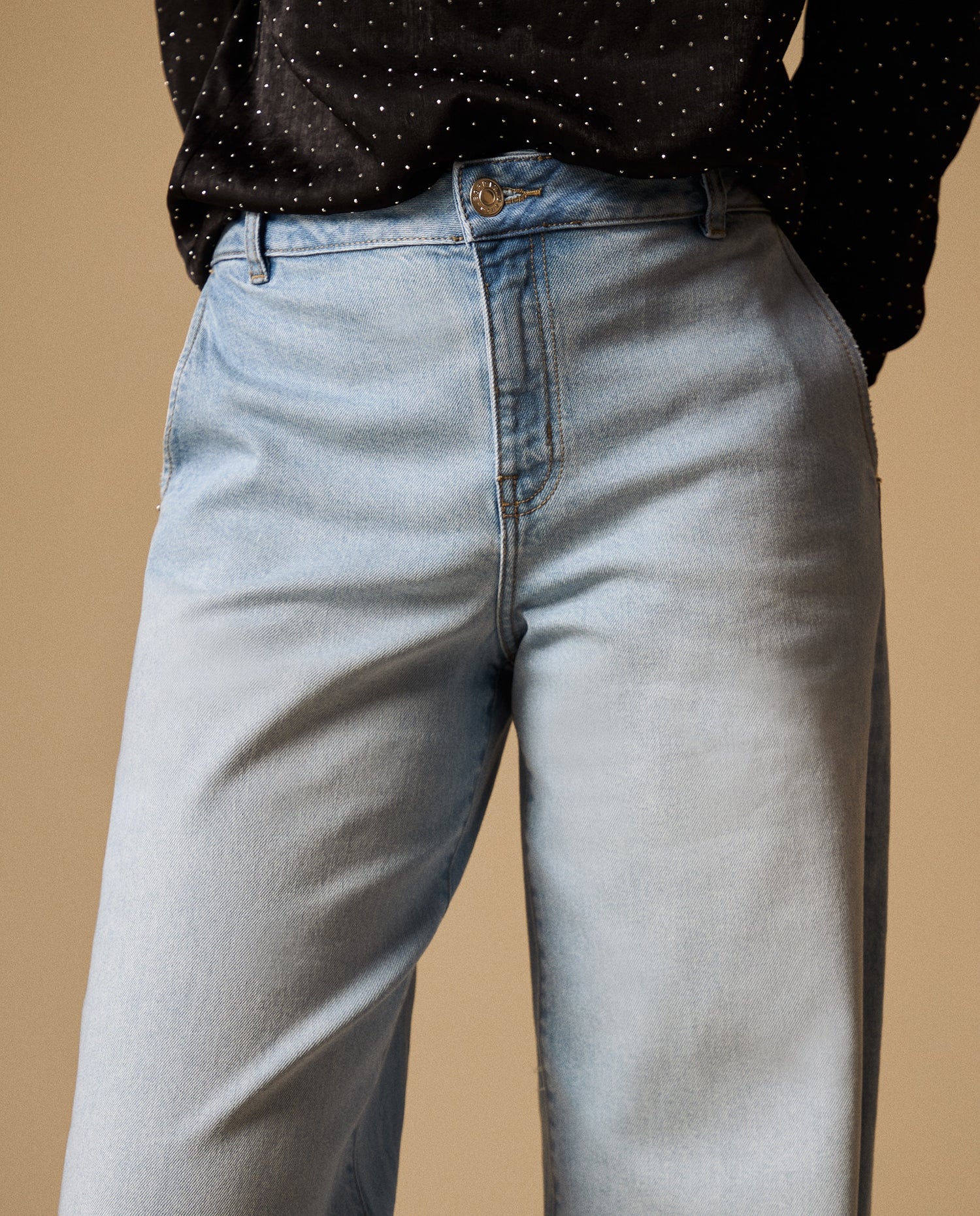 Jean Wide Leg Azul Rivera Medio - Azul