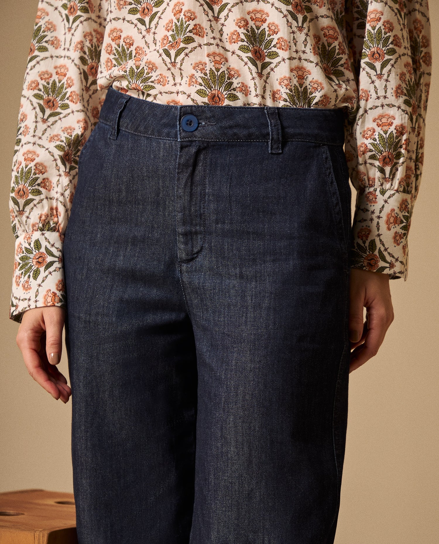 Jean Wide Leg Azul Oscuro Tiro Alto - Azul